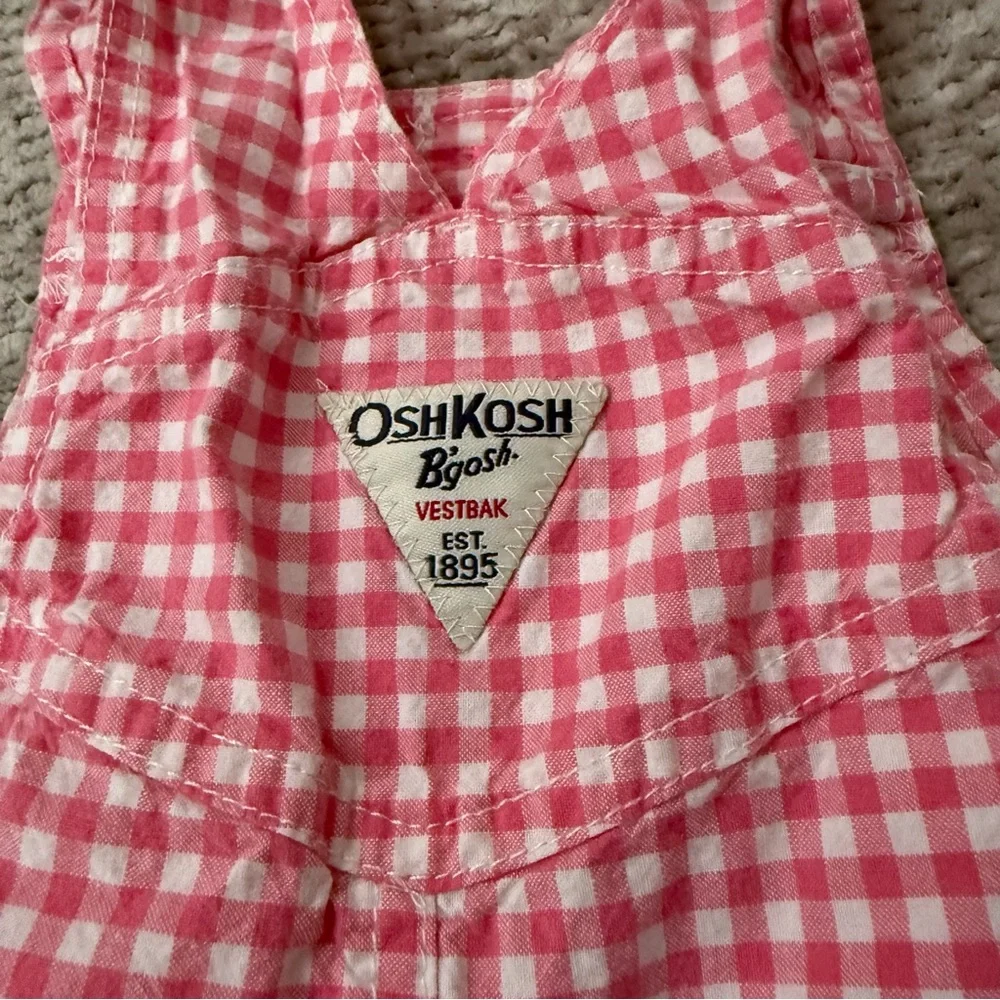 OshKosh B’gosh Pink Gingham Check Shortalls Toddler‎ Size 2T Vintage Vestbak